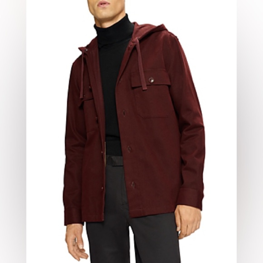 Ted Baker Men’s Hooded Overshirt Shacket in Burgundy